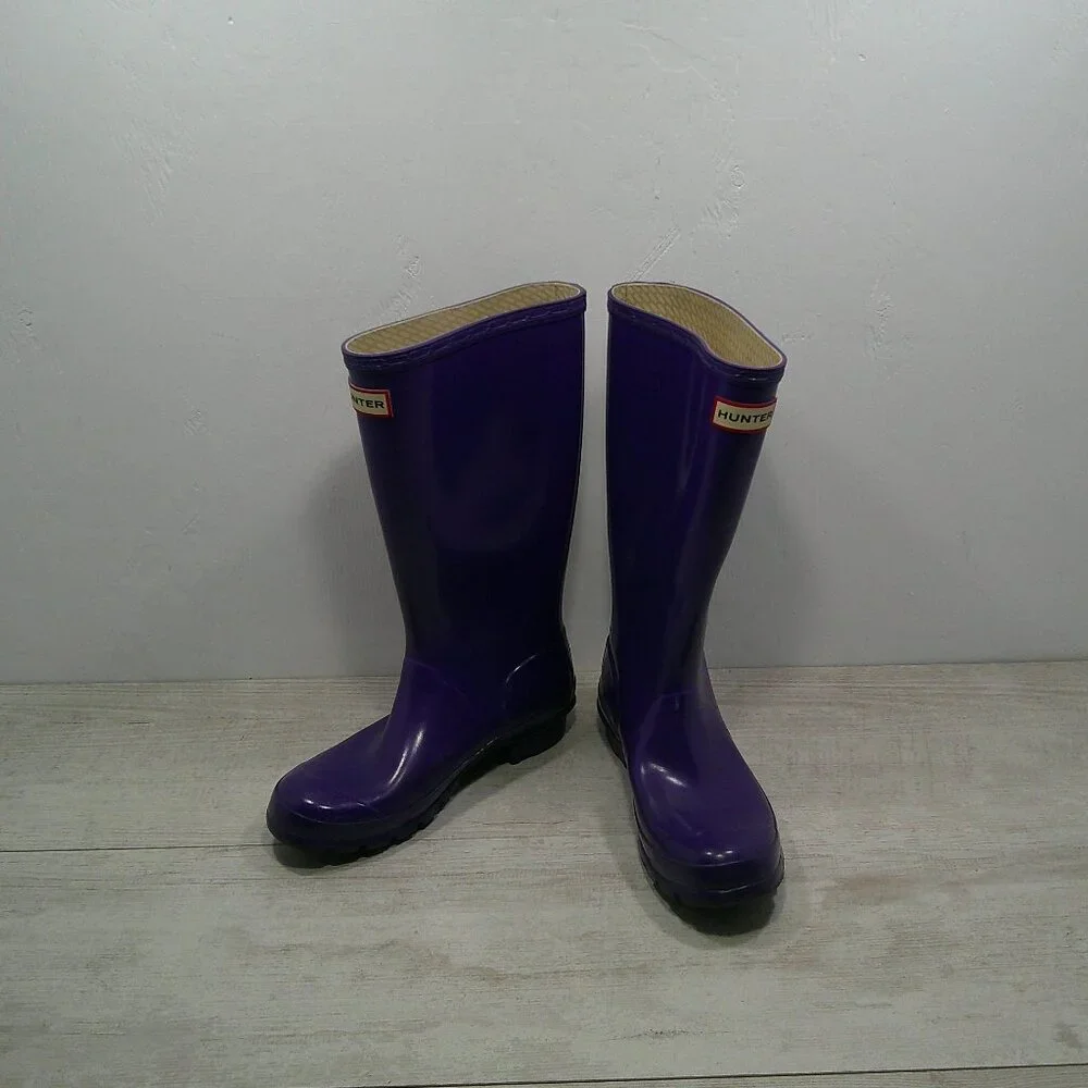 Hunter Purple Rain Tall Rubber Waterproof Puddle Stomping Rain Boots Size 5 M